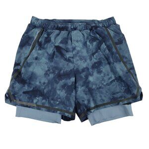 Lululemon Men's Surge Bold Lines Spray Dye Shorts Size Large Running Beach Blue